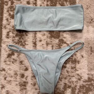 White Fox Boutique Light Blue Bandeau Bikini Set